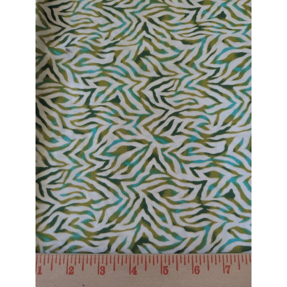 1 Yard Fabric Zebra Chevron Batik Cotton Blue Green Grass Jade Diy Sew Sewing